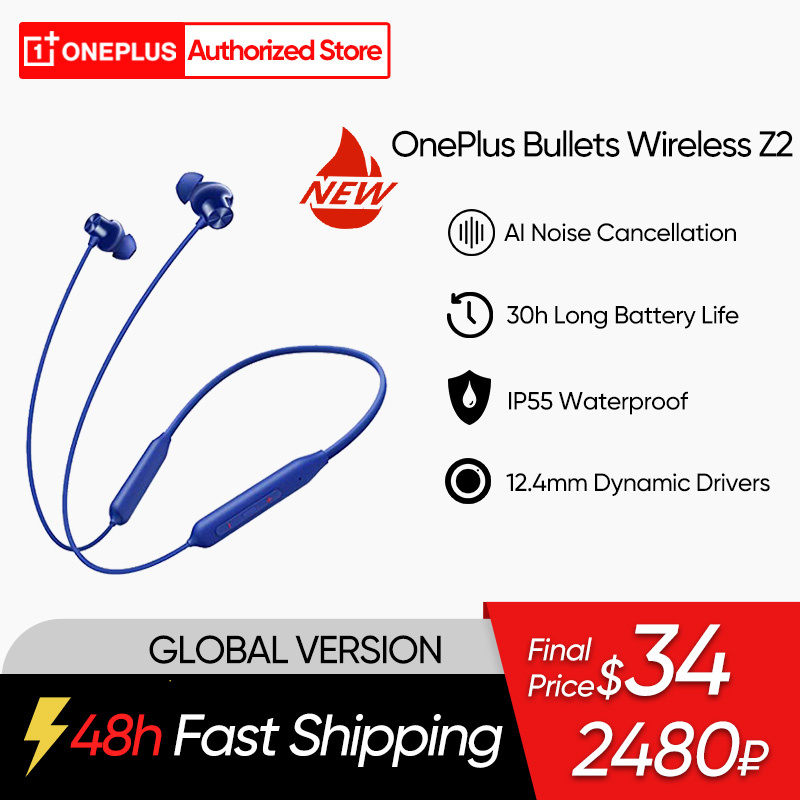 Oneplus-총알 무선 Z2 무선 이어폰 30h 배터리 수명 IP55, AI 소음 차단, 원플러스 10 프로 10T